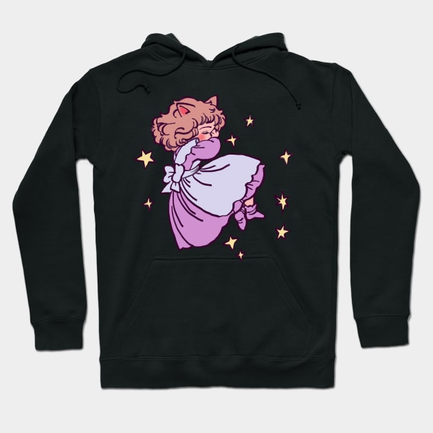 I draw pink pastel chibi neko sleeping with the stars / the star of cottonland Hoodie by mudwizard